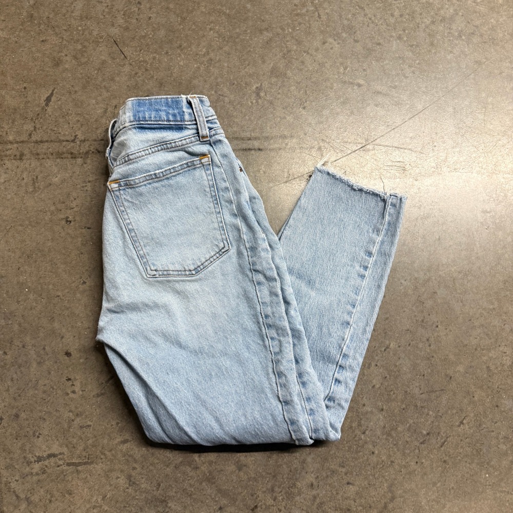 Abercrombie & Fitch High Rise Skinny Jeans Light Wash Raw Hem Womens 28 6S